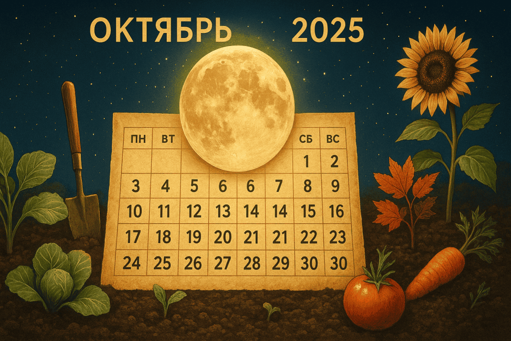 Лунный посевной календарь на октябрь 2025 года: что и когда сажать в саду и на огороде. Советы по подготовке участка и ухода за растениями.