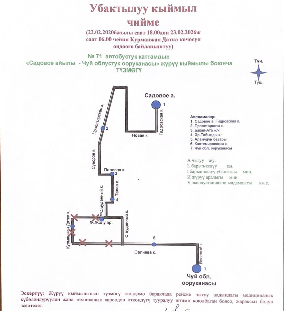 В Бишкеке ночью 22-23 февраля перекроют проспект Жибек Жолу: новые схемы транспорта