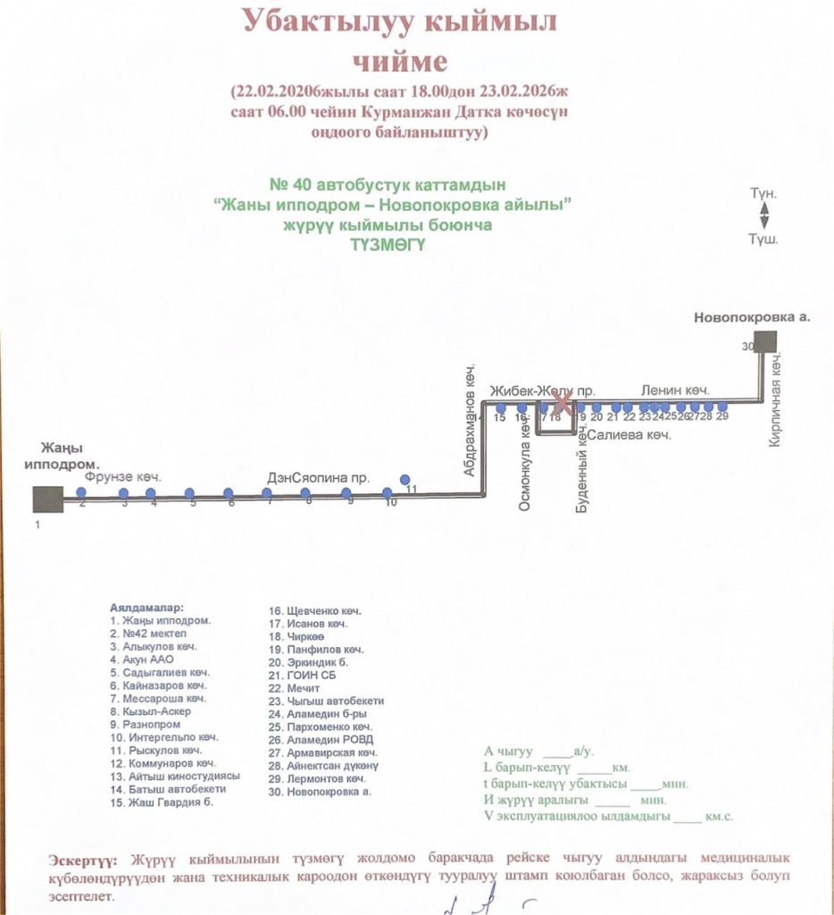 В Бишкеке ночью 22-23 февраля перекроют проспект Жибек Жолу: новые схемы транспорта