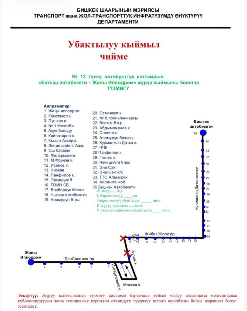 В Бишкеке изменили движение 16 автобусных маршрутов из-за перекрытия проспекта Чуй